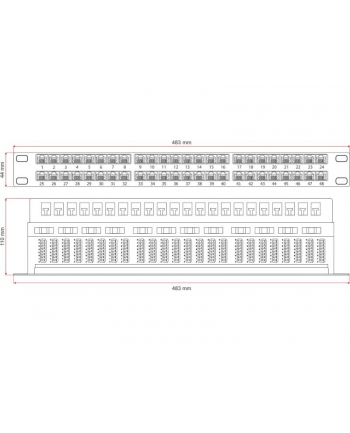 Patch panel A-LAN PK030 (1U; 19 ; kat. 6; UTP; 48xRJ-45)