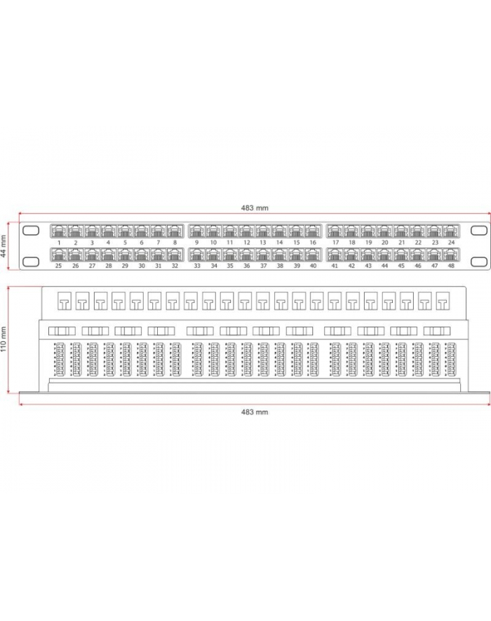 Patch panel A-LAN PK030 (1U; 19 ; kat. 6; UTP; 48xRJ-45) główny