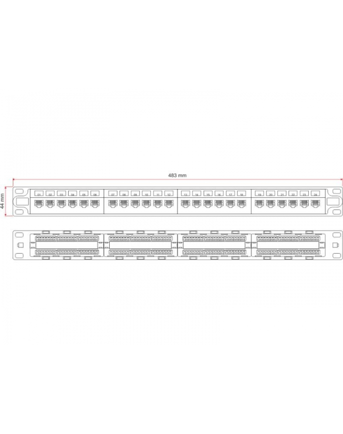 Patch panel A-LAN PK043 (1U; kat. 6; 24xRJ-45) główny