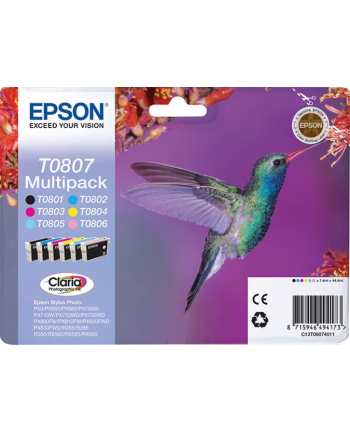 Zestaw tuszy Epson T0807 (do drukarki Epson  oryginał C13T08074011 6x8ml cyan czarny light cyan light magenta magenta yellow)