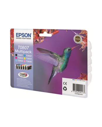 Zestaw tuszy Epson T0807 (do drukarki Epson  oryginał C13T08074011 6x8ml cyan czarny light cyan light magenta magenta yellow)