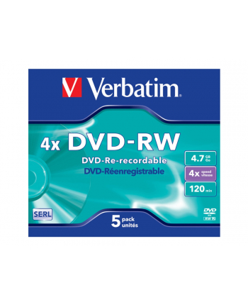 DVD-RW Verbatim 43285 (4 7GB; 4x; 5szt.; Jewel Case)
