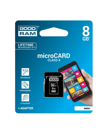 KARTA PAMI臉CI 8GB SecureDigital Micro SDHC Class 4 Slim Retail Pack + adapter