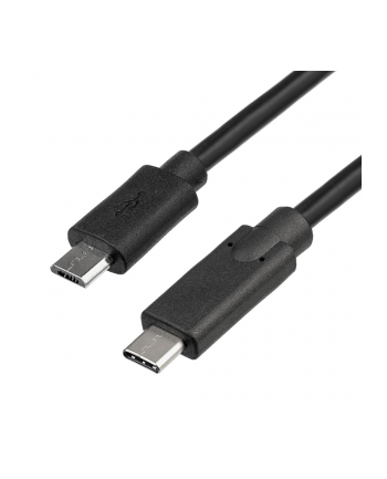 Kabel Akyga  AK-USB-16 (Micro USB M - USB typu C F; 1m; kolor czarny)