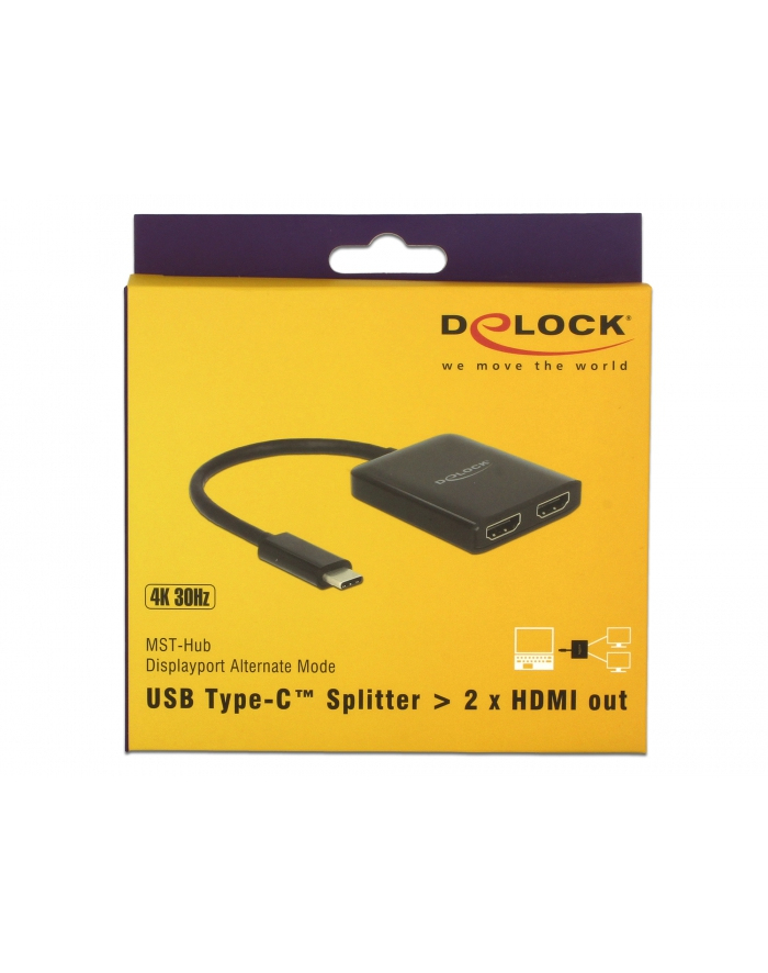 DELOCK SPLITTER VIDEO USB TYPE-C -> 2X HDMI 4K główny