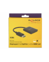 DELOCK SPLITTER VIDEO DISPLAYPORT 1.2->2X HDMI 4K (NA KABLU 25CM) - nr 18