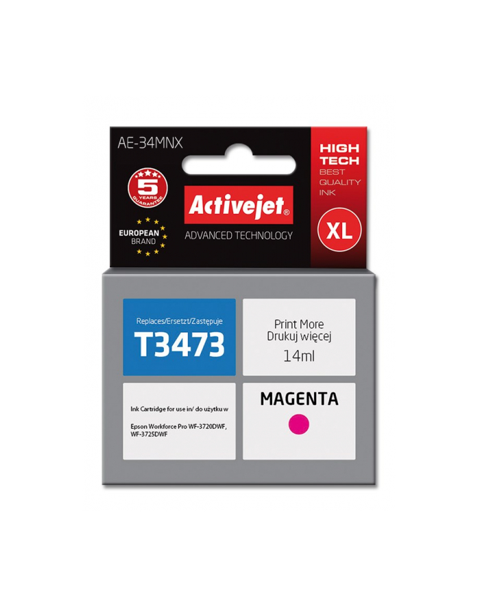 Tusz Activejet AE-34MNX (zamiennik Epson 34XL T3473; Supreme; 14 ml; czerwony) główny