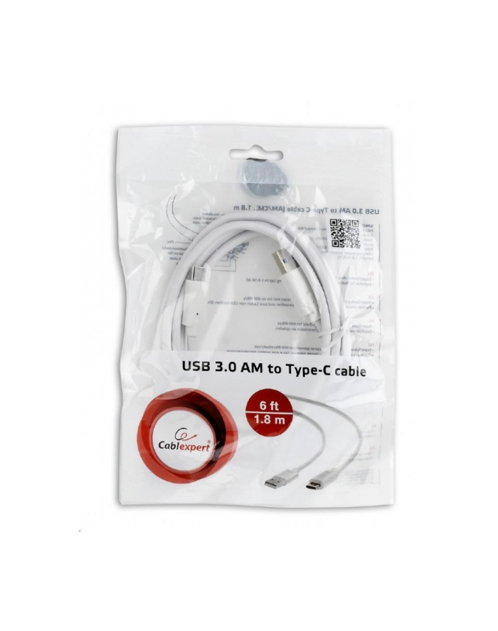 Kabel GEMBIRD CCP-USB3-AMCM-1M-W (USB 3.0 typu C M - USB 3.0 M; 1m; kolor biały) główny