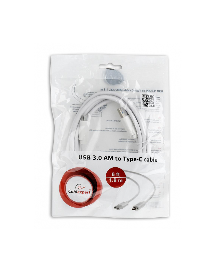 Kabel GEMBIRD CCP-USB3-AMCM-6-W (USB 3.0 M - USB 3.0 Typu C M; 1 8m; kolor biały) główny