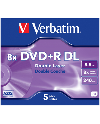 Płytki DVD+R VERBATIM 43541 8.5GB 8X DOUBLE LAYER BOX 5 SZT