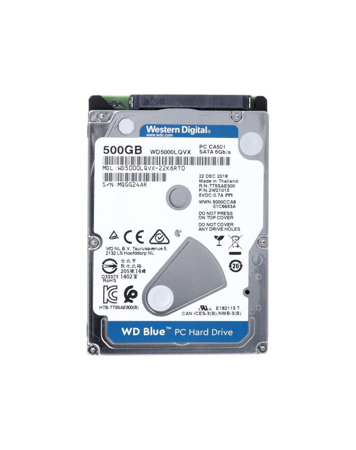 Dysk WD Blue WD5000LQVX (HDD 500GB; 2.5 ; SATA III; 8 MB; 5400 obr/min) główny