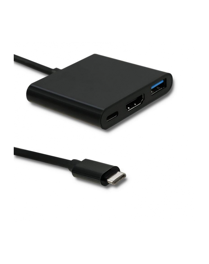 Adapter Qoltec 50430 (USB 3.1 typu C - HDMI  USB 3.0  USB 3.1 typu C ; 0 20m; kolor czarny) główny