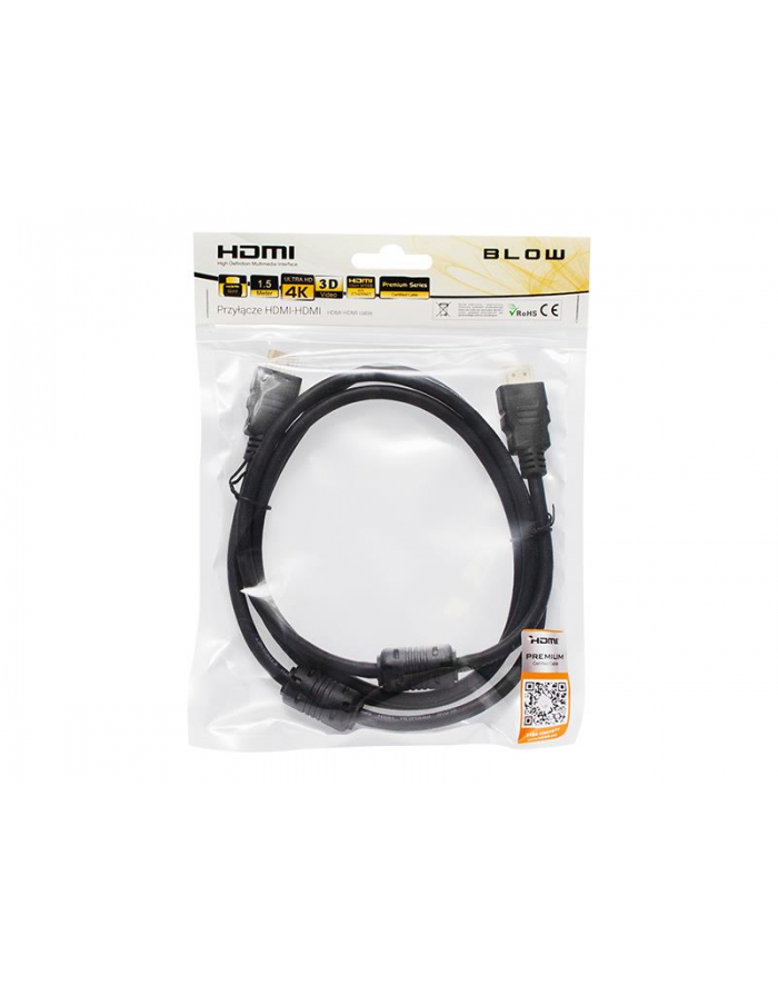 Kabel BLOW premium 92-646# (HDMI M - HDMI M; 1 5m; kolor czarny) główny