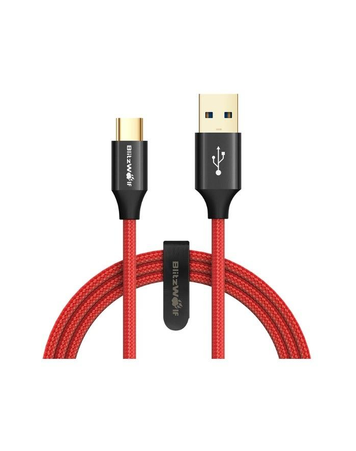 Kabel BlitzWolf AMPCORE BW-TC10 (USB 2.0 - USB 3.0 Typu C ; 1 8m; kolor czerwony) główny