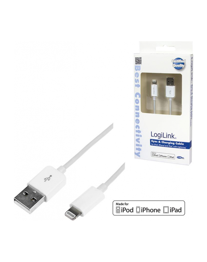Kabel LogiLink UA0199 (USB - Lightning ; 1m; kolor biały) główny
