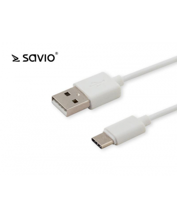 Kabel SAVIO CL-125 (USB 2.0 typu C - USB 2.0 typu A ; 1m; kolor biały)