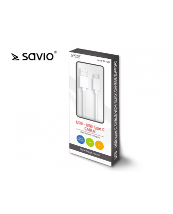 Kabel SAVIO CL-126 (USB 2.0 typu C - USB 2.0 typu A ; 1m; kolor biały)