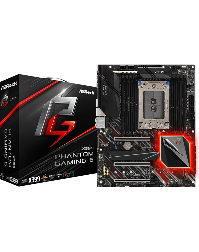 Płyta główna Asrock X399 PHANTOM GAMING 6 (TR4; 8x DDR4 DIMM; ATX; CrossFireX  SLI) główny