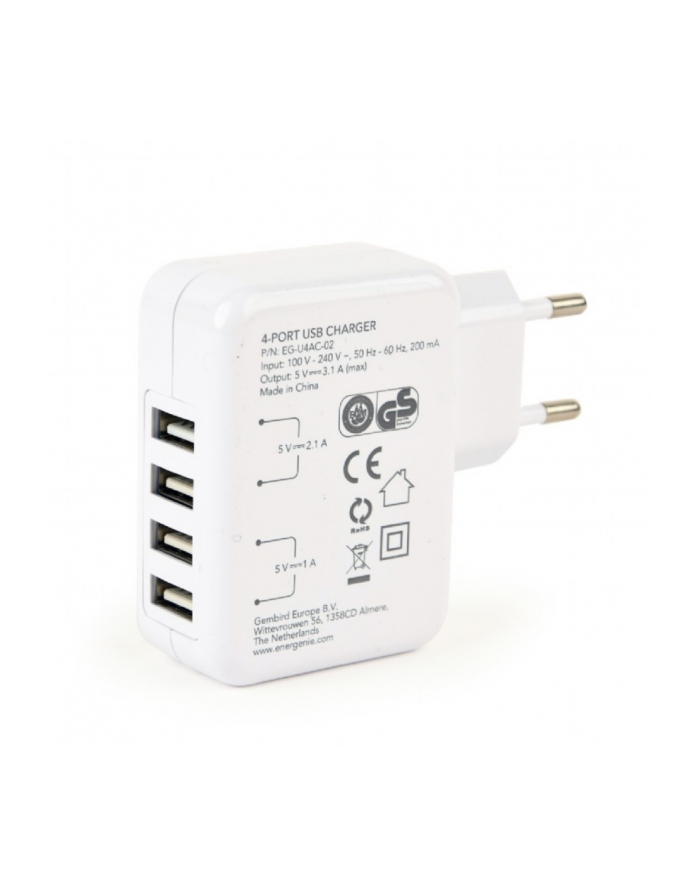 Ładowarka sieciowa do smartfona ENERGENIE EG-U4AC-02 (USB; kolor biały) główny