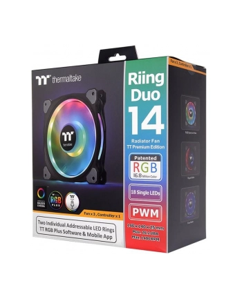 Wentylator do obudowy Thermaltake Riing Duo 14 LED RGB Plus TT Premium (3x140mm 500-1400 RPM)