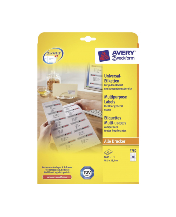 avery zweckform Etykiety uniwersalne ogólnego zastosowania, 48,5 x 25,4mm, białe,do drukarki, 1200 sztuk