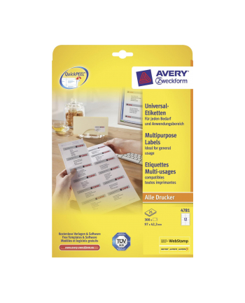 avery zweckform Etykiety uniwersalne ogólnego zastosowania, 97 x 42,3mm, białe, do drukarki, 360 sztuk