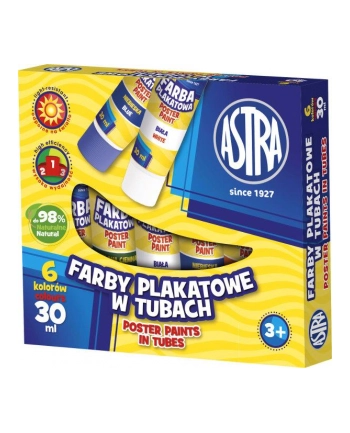 Farby plakatowe 6kol w tubie 30ml ASTRA