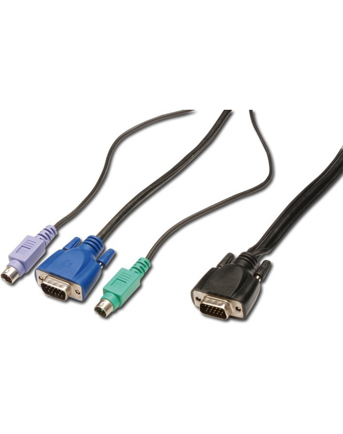 DIGITUS - Keyboard / Video / Mouse (KVM) Cables - HD-15 (M) - PS / 2, 6-pin, HD-15 (M) - 3 m (DC-19102) główny