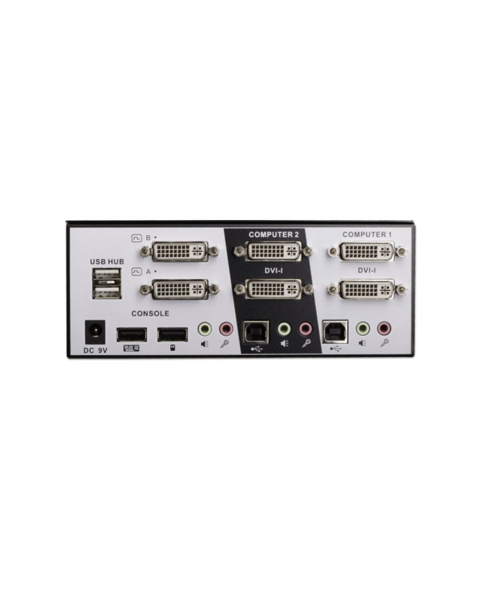 Lindy Dual Head Single Link DVI-I KVM Switch Pro with TTU - KVM / Audio / USB Switch - USB - 2 x KVM / Audio / USB - 1 Local User - Desktop (39300) główny