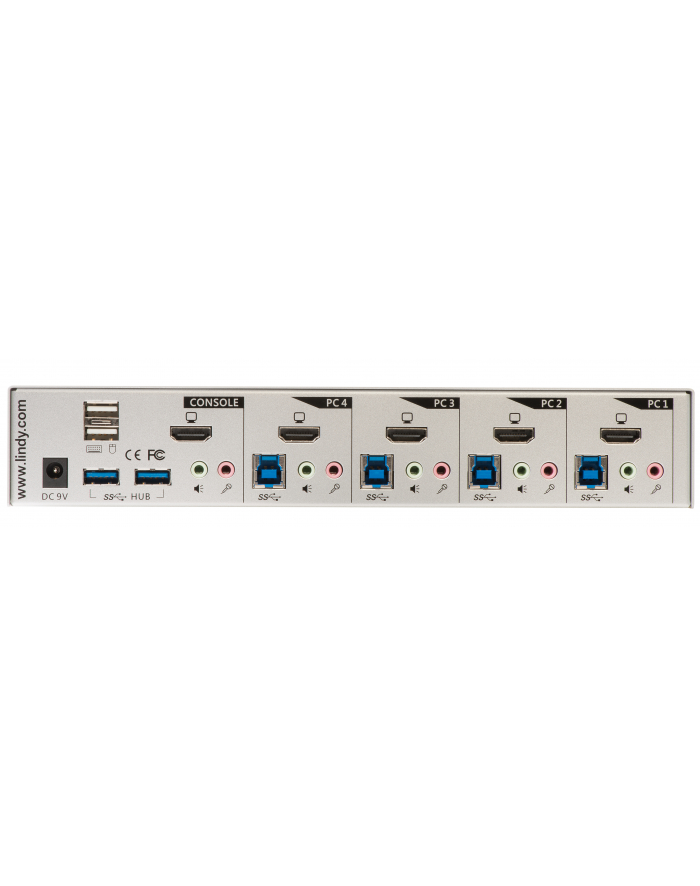 Lindy KVM Switch Pro Audio - KVM / Audio / USB Switch - USB - 4 x KVM / Audio / USB - 1 Local User - Desktop (39311) główny