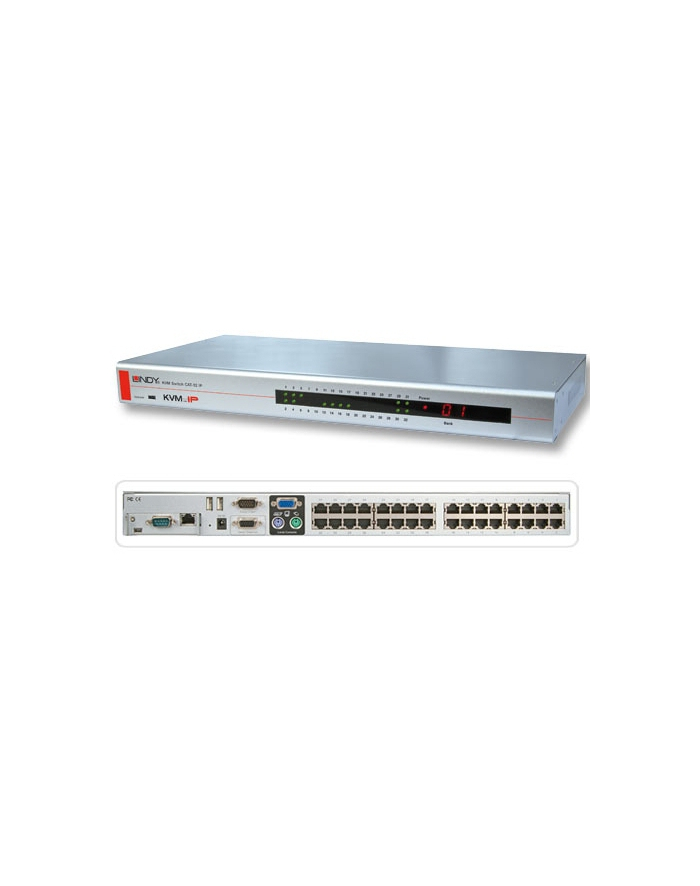 Lindy KVM CAT-32 IP Switch - KVM Switch - PS / 2, USB - CAT5 - 32 x KVM Port (s) - 1 Local User - Rack Mountable (39631) główny