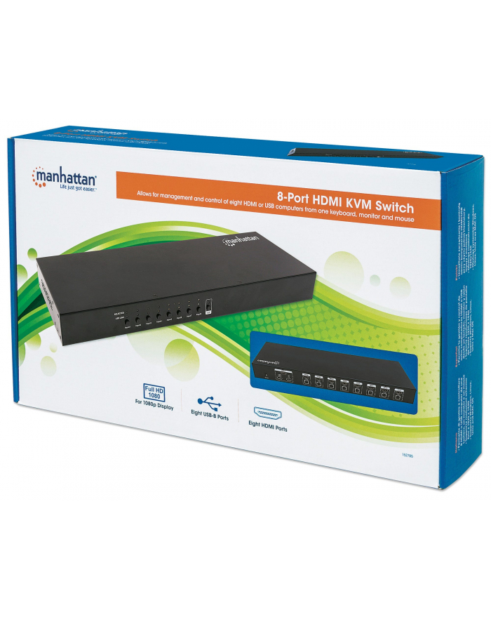 Manhattan 8- Port HDMI KVM Switch - KVM- /Audio- Switch - 8 x KVM/Audio - 1 local user - Desktop główny