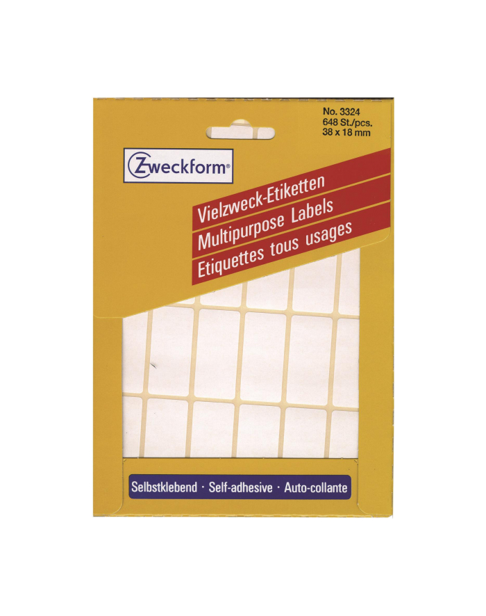 avery zweckform Mini etykiety w arkuszach do opisywania ręcznego, 38 x 18mm, białe, 648 sztuk główny