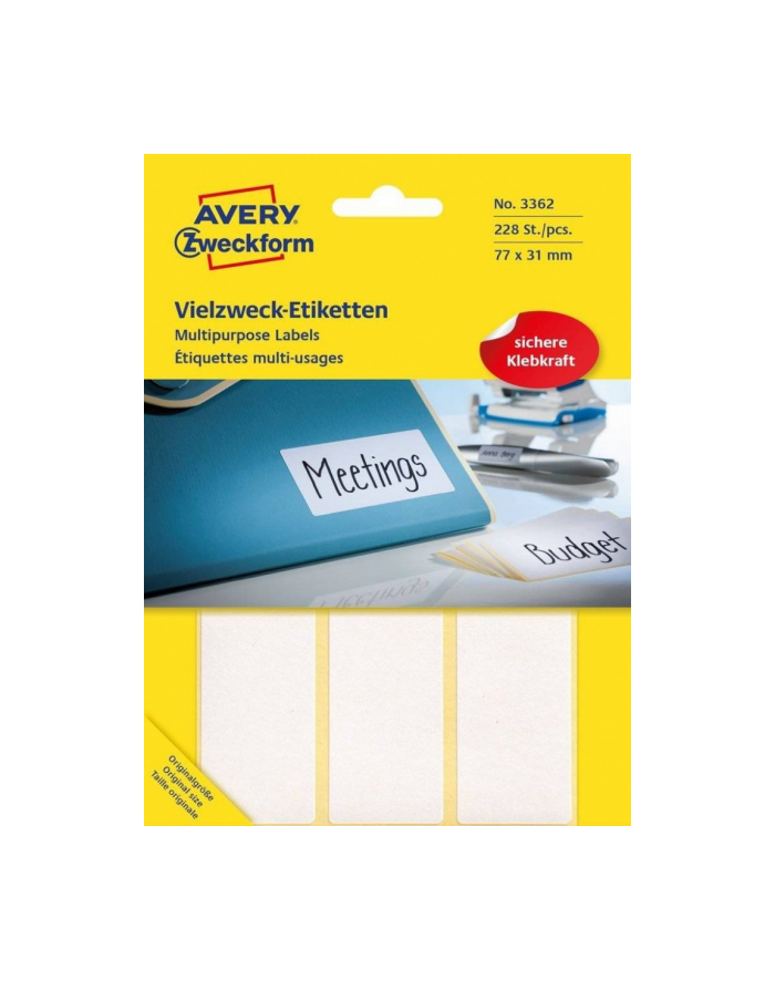 avery zweckform Mini etykiety w arkuszach do opisywania ręcznego, 77 x 31mm, białe, 228 sztuk główny