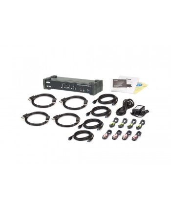 ATEN CS1924M KVMP Switch - KVM / Audio / USB Switch - 4 x KVM / Audio / USB - 1 Local User - Desktop (CS1924M-AT-G)