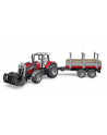 Traktor Massey Ferguson 7480 zładowaczem czołowym i przyczepą do drzewa BRUDER - nr 5