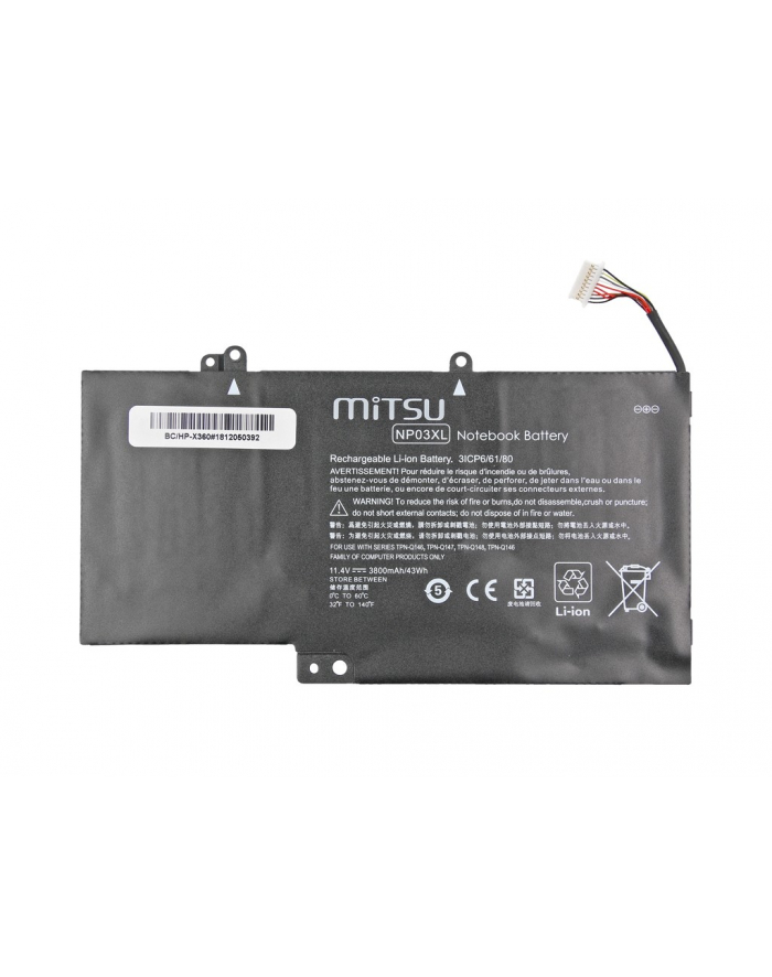 mitsu Bateria do HP Pavilion X360, 13-B, 15-U (3800 mAh) główny