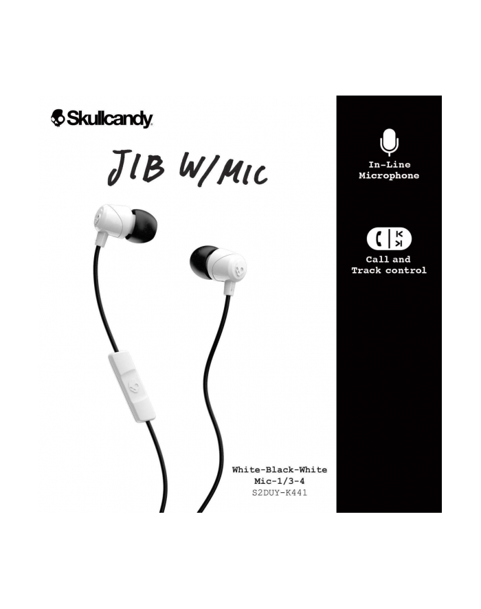 Skullcandy JIB Earbuds With Mic White/Black główny
