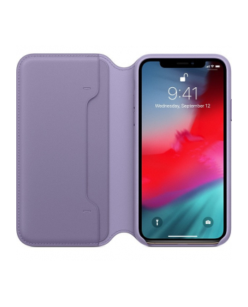 apple Etui skórzane folio Iphone XS - liliowe