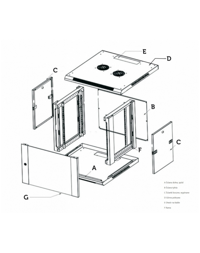 Szafka wisząca rack 9U 600x600 szara dwusekcyjna główny