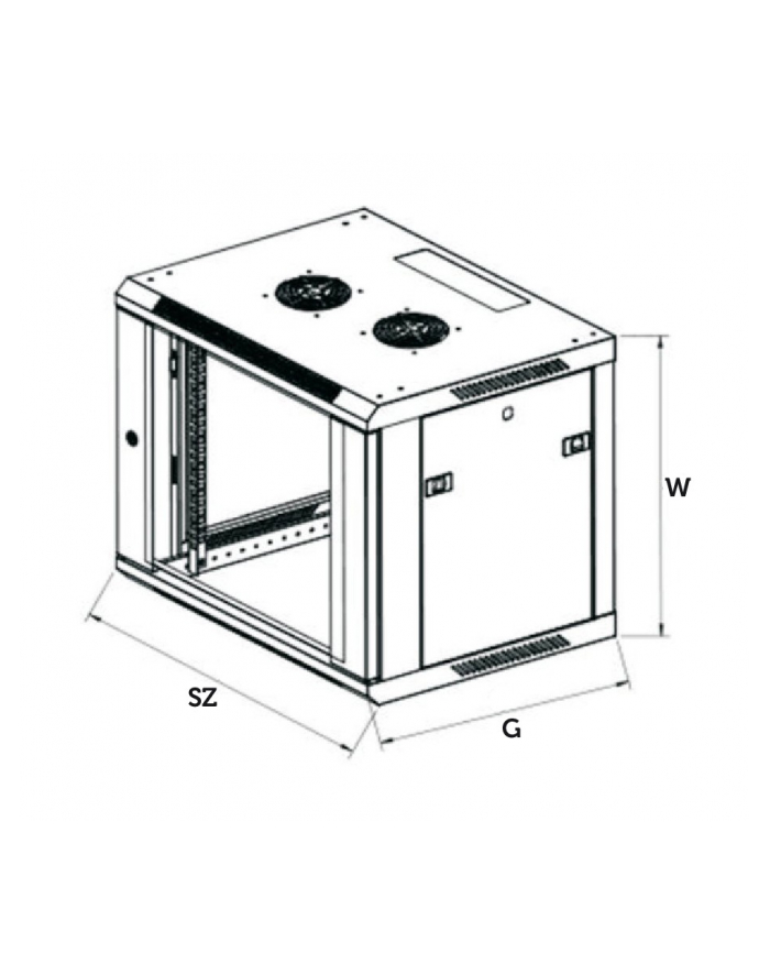 Szafka wisząca rack 6U 600x600 szara metalowe drzwi główny