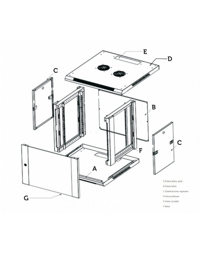 Szafka wisząca rack 9U 600x450 szara metalowe drzwi główny