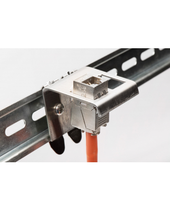 Adapter DIN na jeden moduł typu Keystone (1xKeystone) montaż pod kątem 45 stopni metalowy