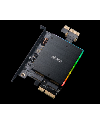 Akasa Adapter Dual M.2 SSD - PCIe z chłodzeniem i oświetleniem RGB LED
