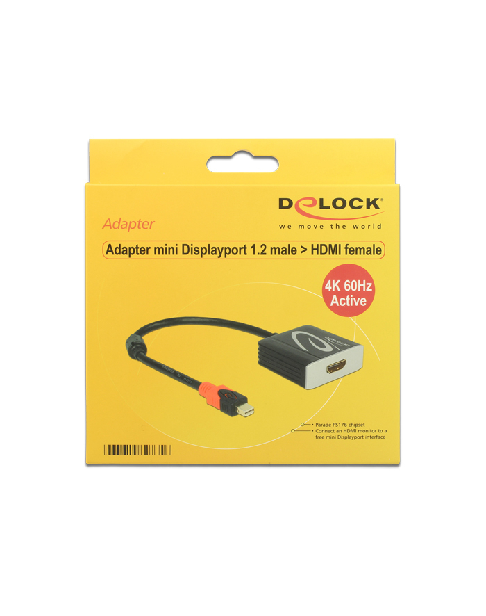 Delock Adapter mini Displayport 1.2 męski > HDMI żeński 4K 60 Hz aktywne główny