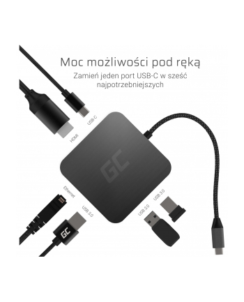 Green Cell HUB2 USB-C, 3x USB 3.0 RJ45 1Gbps HDMI 4K, DEX Nintendo Switch Apple