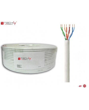 TechlyPro Kabel instalacyjny skrętka U/UTP Cat6 4x2 drut 100% miedź 100m szary