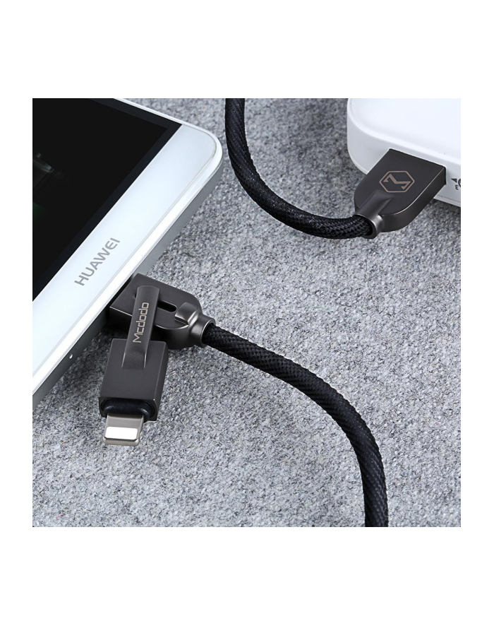 Kabel Mcdodo KNIGHT CA-3911 (USB - Lightning  Micro USB ; 1 2m; kolor ciemnoszary  kolor czarny) główny