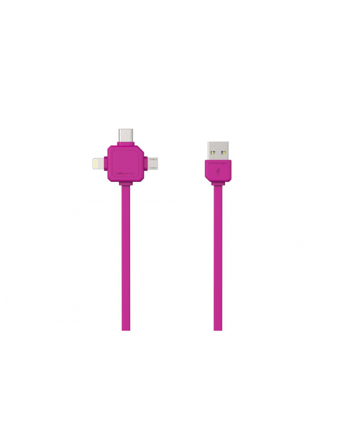 Kabel allocacoc USBcable 9003PK/USBC15 (USB M - Lightning  Micro USB  USB typu C M; 1 5m; kolor różowy) główny