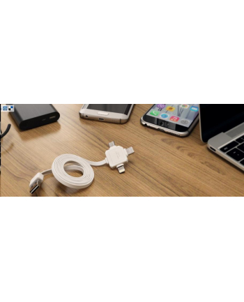 Kabel allocacoc USBcable 9003WT/USBC15 (USB M - Lightning  Micro USB  USB typu C M; 1 5m; kolor biały)